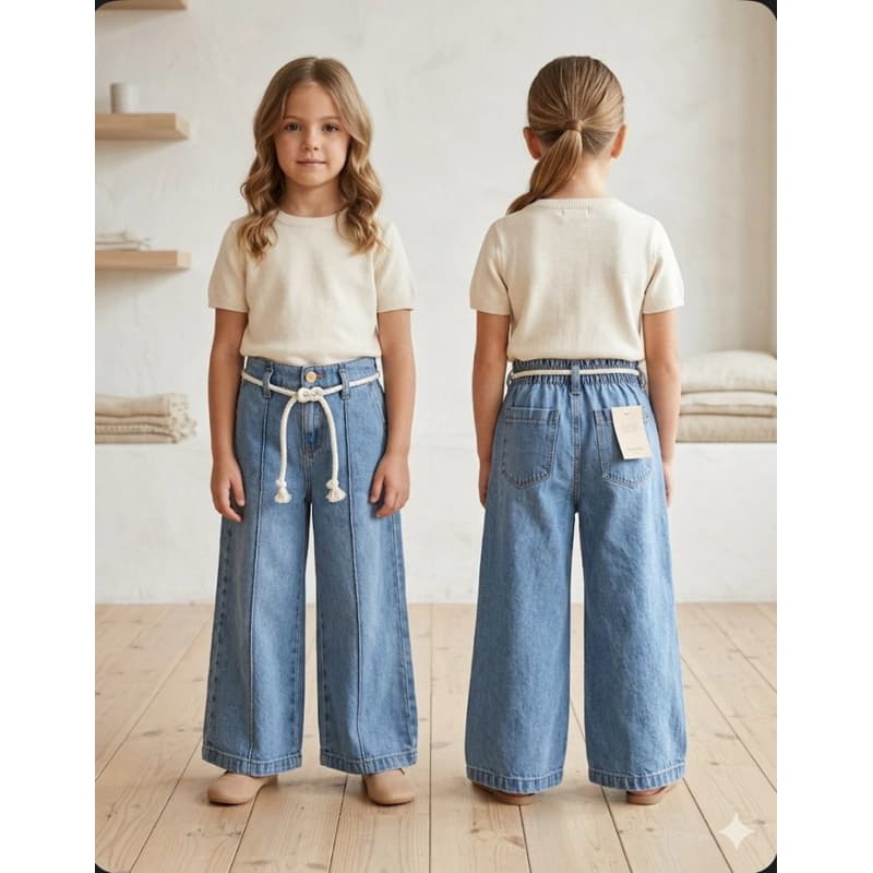 calça jeans infantil menina wide leg