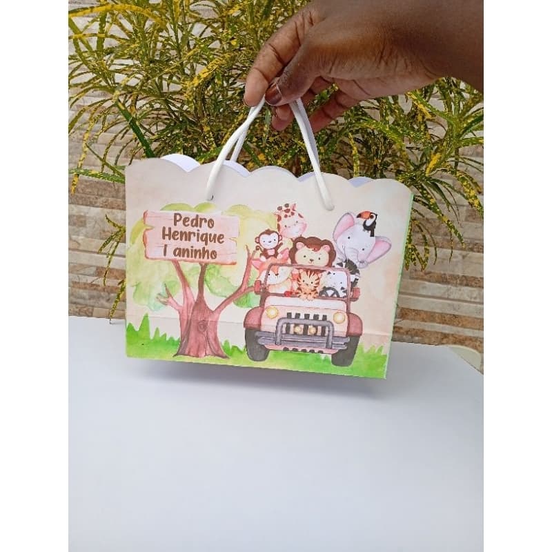 Sacolinha Personalizada Safari Baby Montado