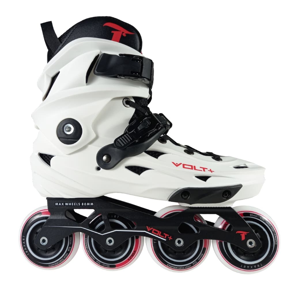 Patins Roller Hardboot Volt+2.0 Branco Inline Freestyle Traxart 80mm Abec-9 Urban Feminino Masculino