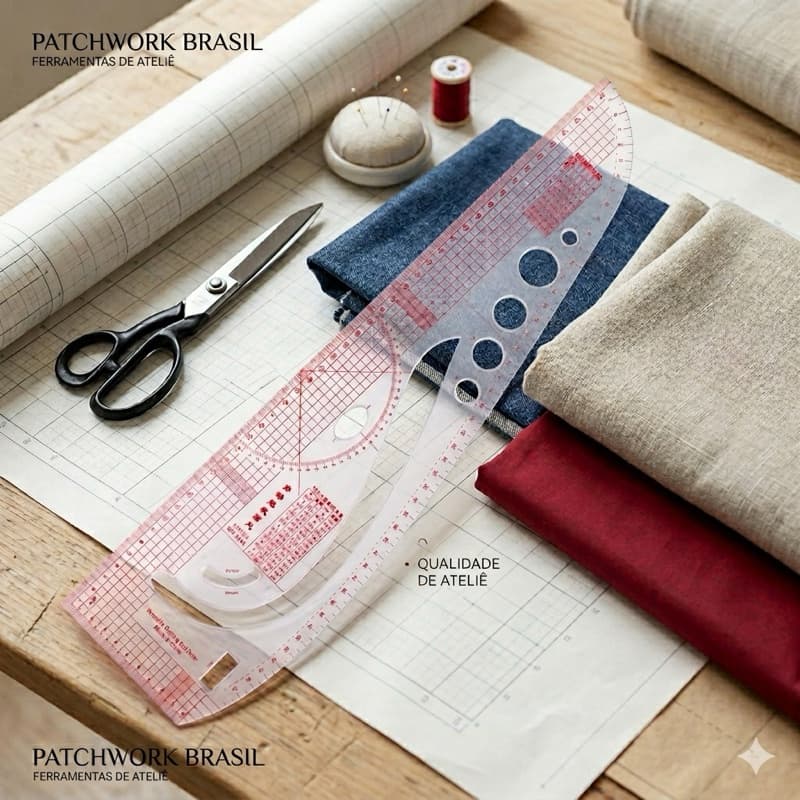 Régua Para Modelagem 3 Em 1 Flexível Patchwork ,costura, corte Promoção