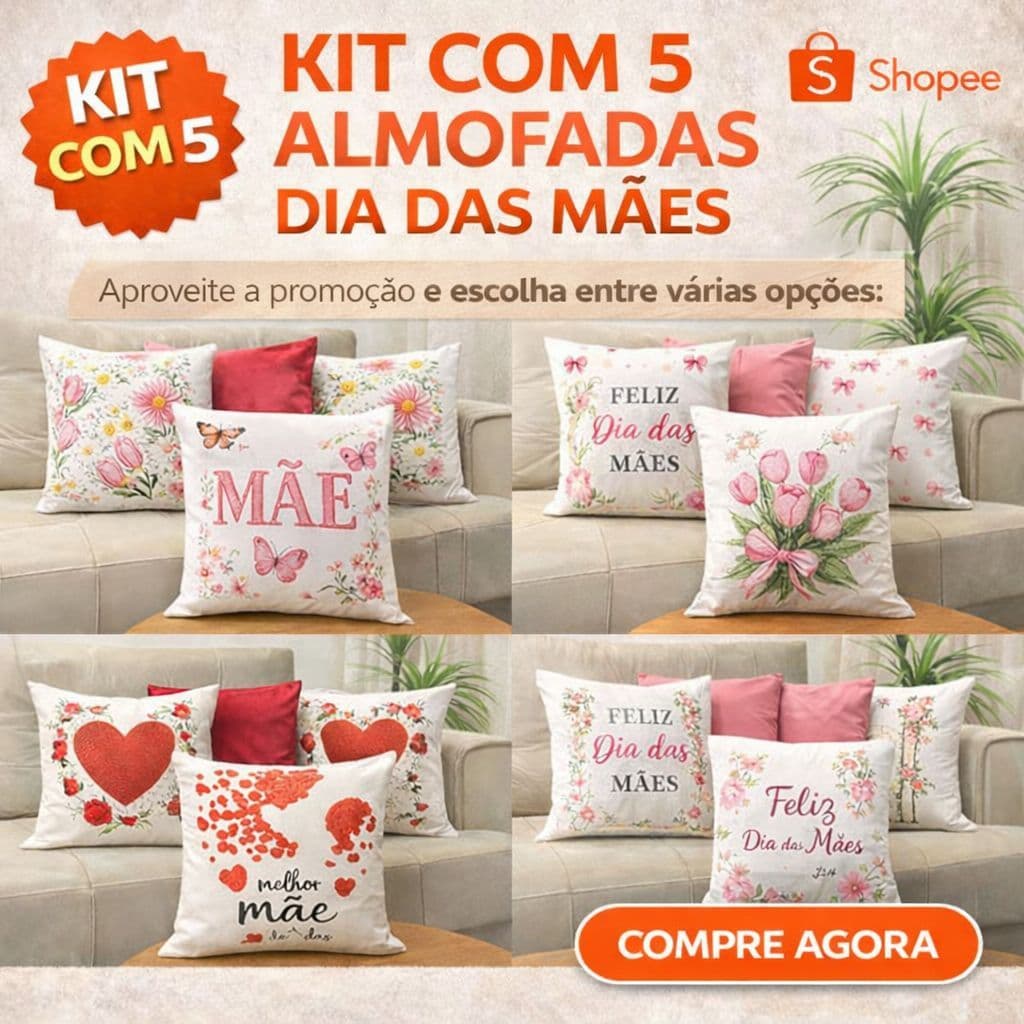 Kit com 5 Almofadas Decorativas Presente Dia das Mães Sofá Sala