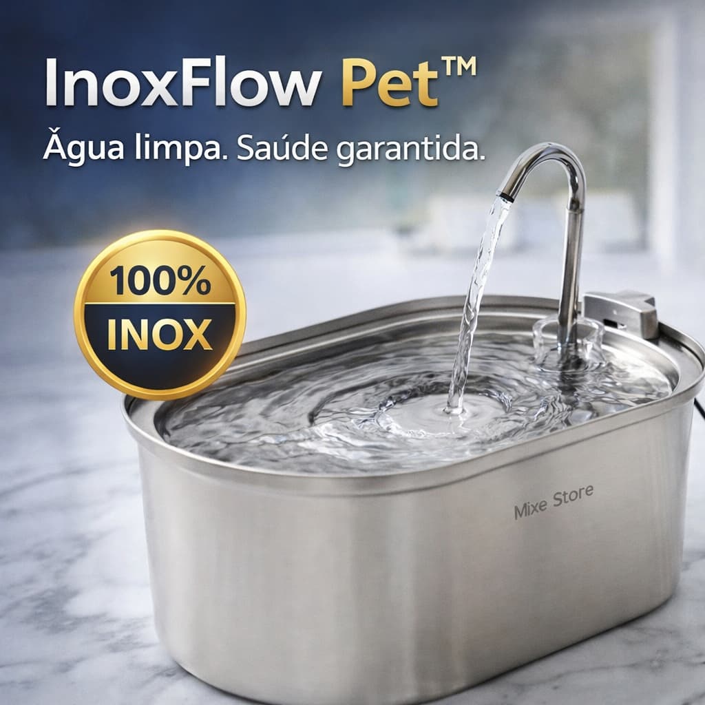 Fonte Bebedouro Inox Pet Água Corrente Automática Silenciosa | Bebedouro Gato Cachorro Bivolt
