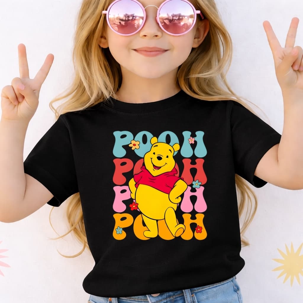 Camiseta Menina Ursinho Pooh Blusa 100% em Algodão Premium Desenho Animado Diversos Tamanho