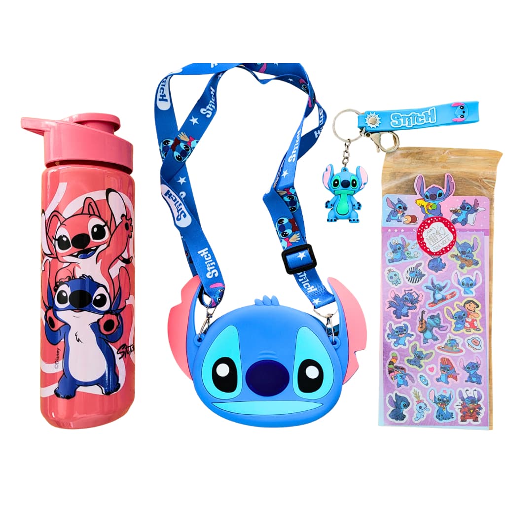 Kit Squeeze E Bolsinha Stitch Chaveiro Stitch Adesivo