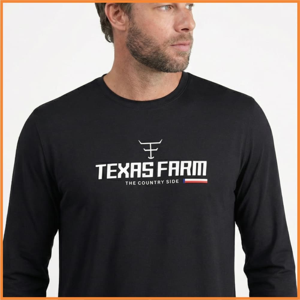 Camiseta Camisa Texas farm Masculina Manga Longa  Country  Blusa Proteção UV T-shirt Rodeio EUA