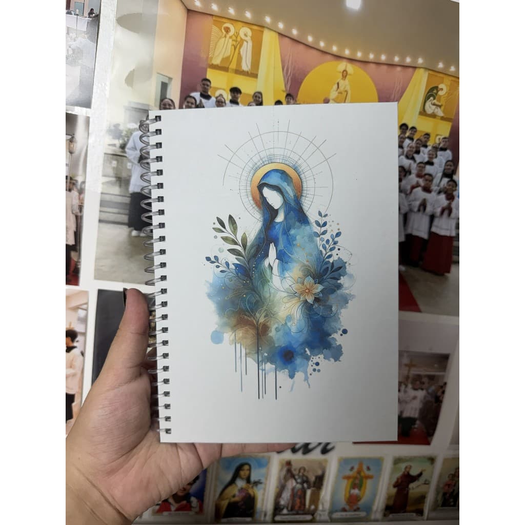 Caderno Católico Capa Dura Espiral Jesus Nossa Senhora Santos | 50/100 Páginas | Oração, Catequese, Estudo Bíblico | Pro