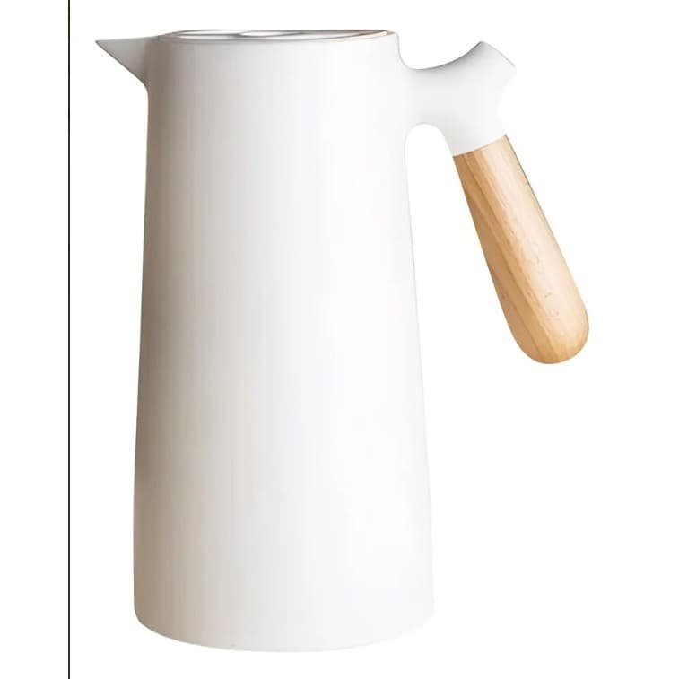 Garrafa Térmica 1L Moderna Design Minimalista com Cabo Madeira – Quente e Frio Duradouro