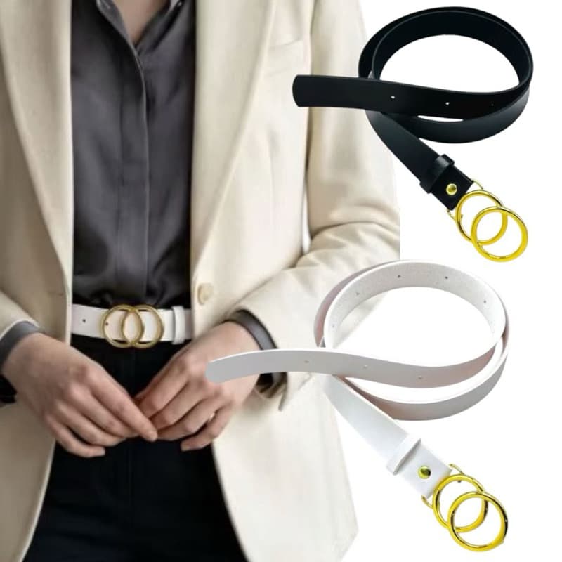 Cinto Feminino Elegante Fivela Dourado Brilhosa Couro Sintético Resistente Reforçado - Vanessa