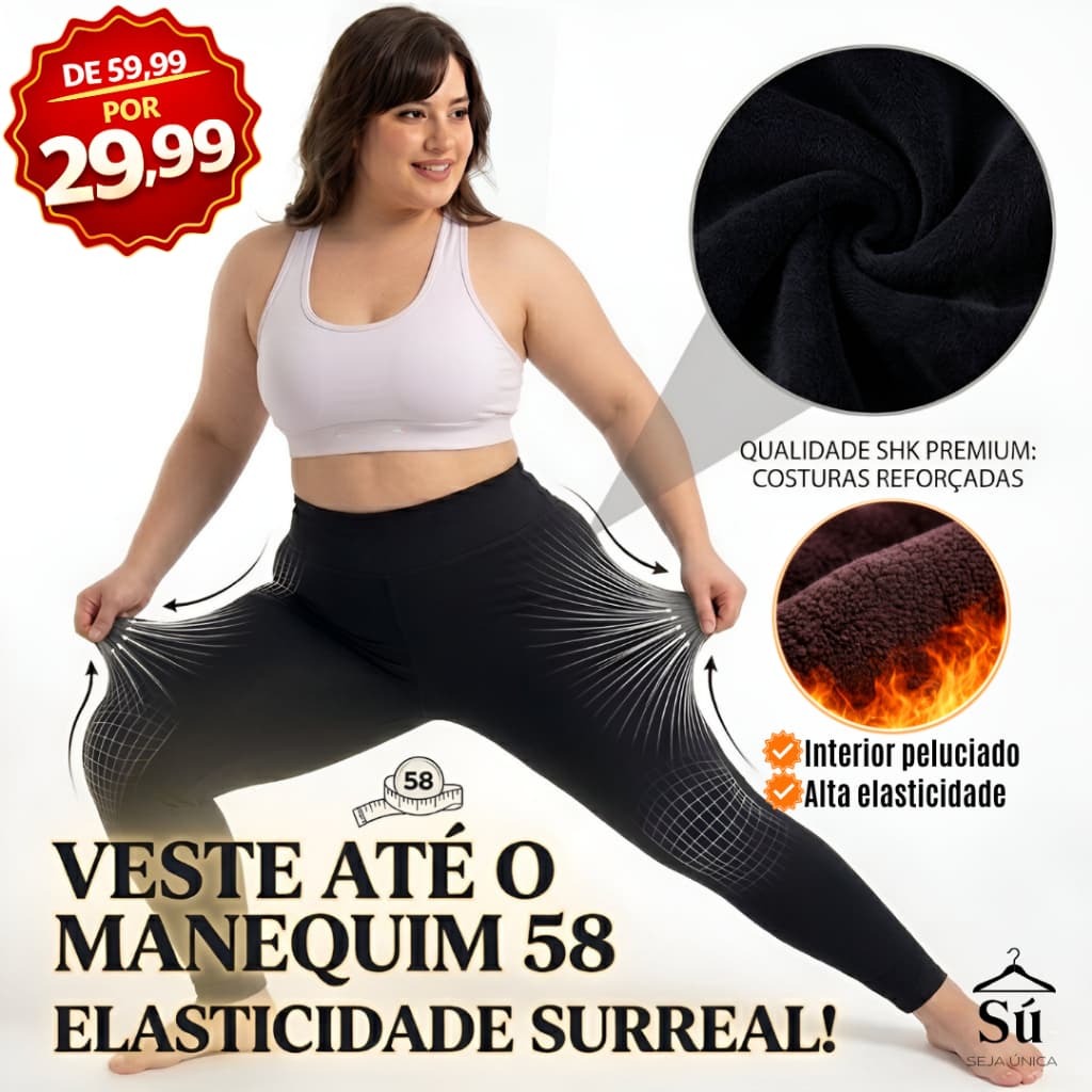 Meia-Calça Térmica PLUS SIZE Peluciada Grossa Cintura Alta Modeladora Efeito Não Marca Inverno