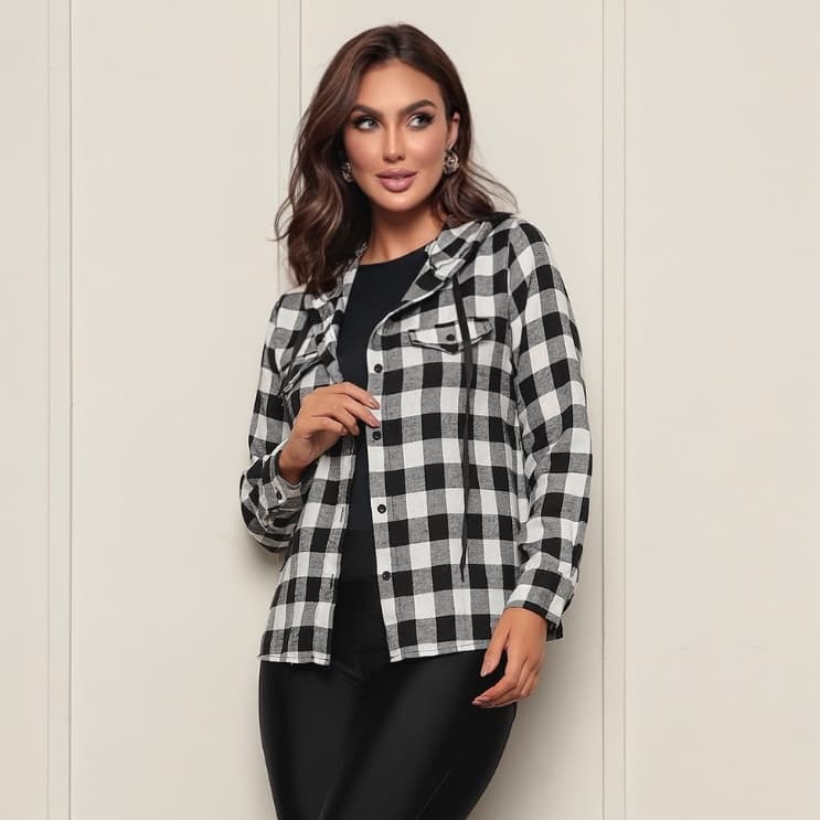 Camisa Xadrez feminina Blusa de Frio Manga Longa Flanelado Festa Junina