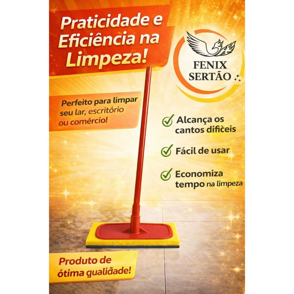 Rodo Mágico com Cabo 1,20m | Esponja Super Absorvente | Limpeza Rápida e Sem Esforço