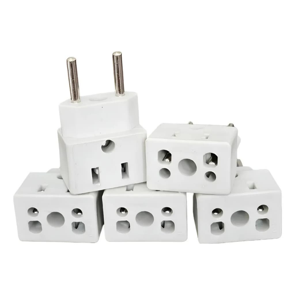 Adaptador de Tomada C/5 5 Unidades - Pinos Maciços, Compatível com 10A e 20A