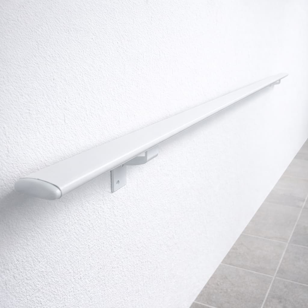 Corrimão Alumínio Branco 3m 14x50mm Reforçado Kit Completo Para Escada e Parede