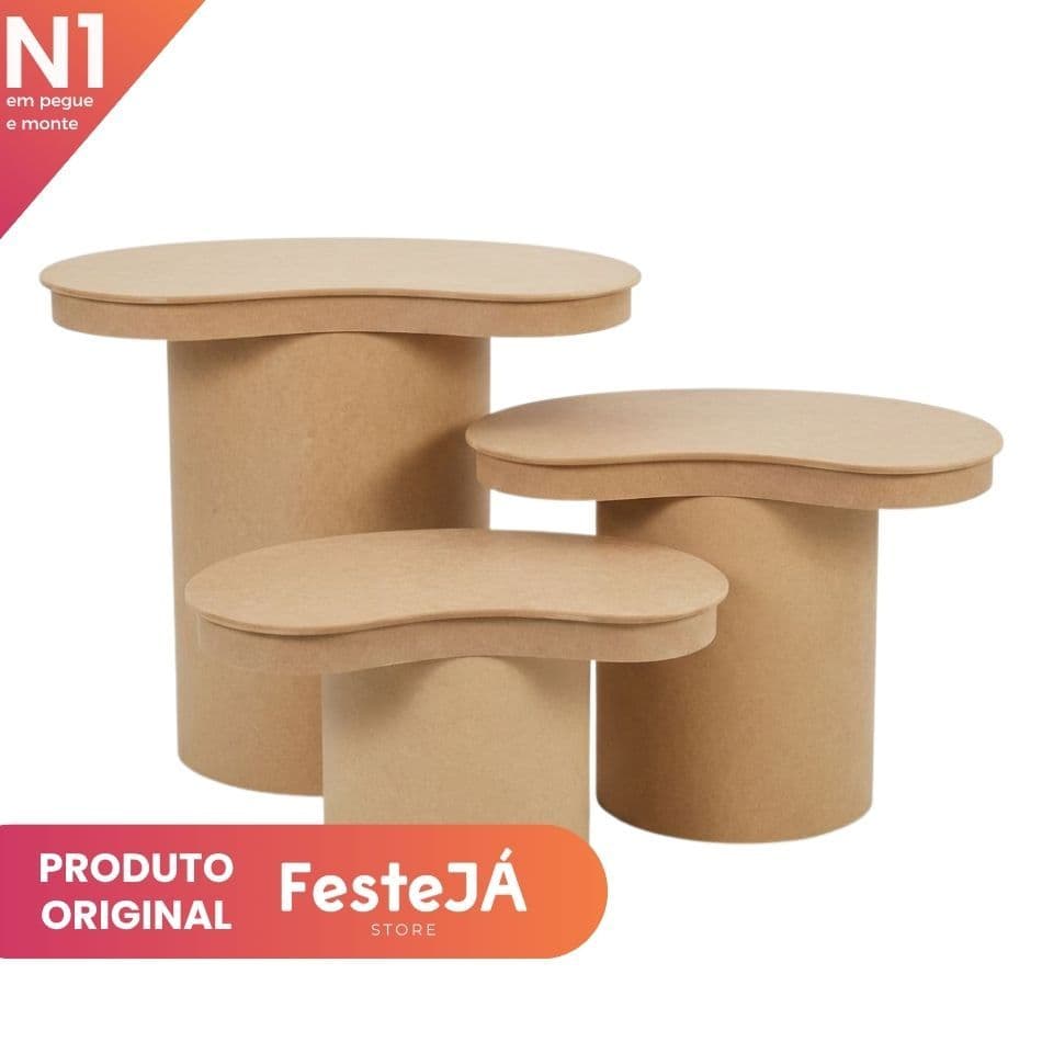 Trio de Tampo Babado Orgânico MDF para Cilindros