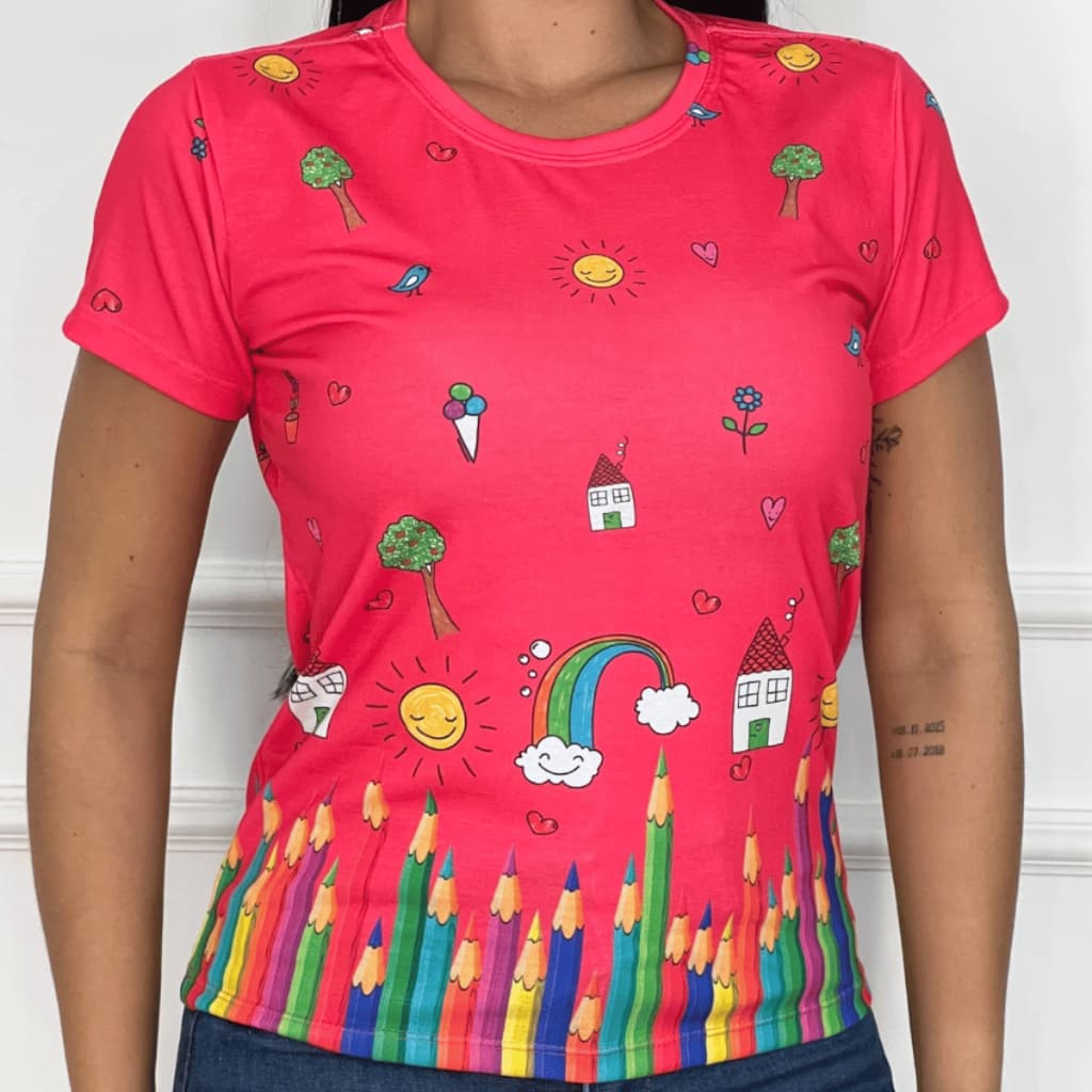 Tshirt Feminina Premium - Área da Educação - Pink