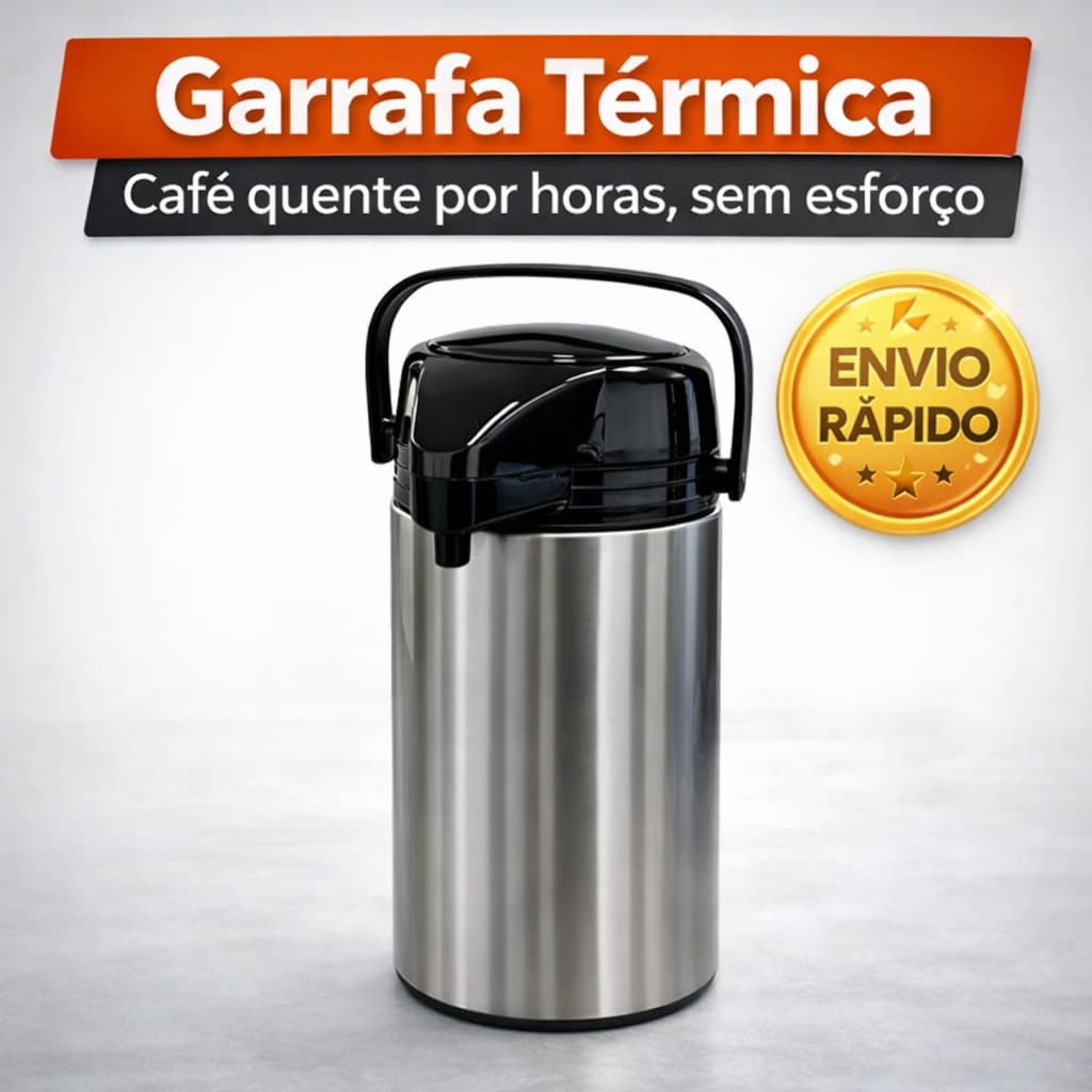 Garrafa Térmica Inox 1,9L Pressão Café Quente Frio Chá Leite Hotel Pousada Serve Sem Abrir