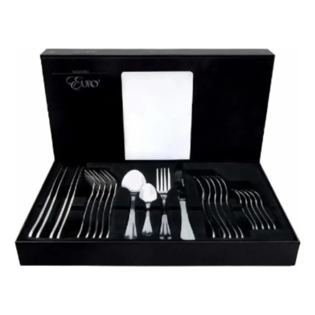 Faqueiro 24 Peças Inox Linha Euro Original Line – Conjunto Talheres Luxo (Garfo, Faca, Colher e Chá)