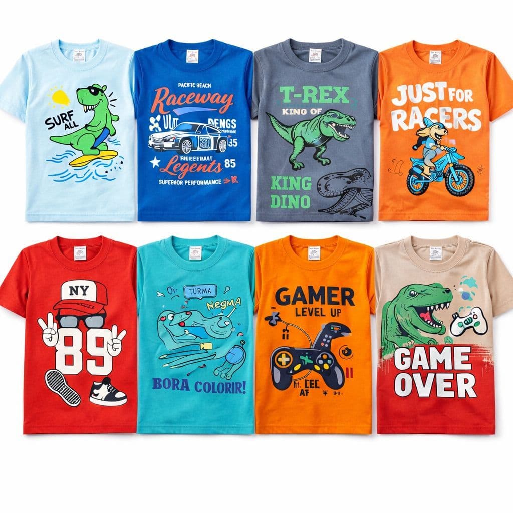 Kit 10 pçs Sortidas Para Bebê Camisa Menino Rescem Nascido Blusa Leve 100% Algodão