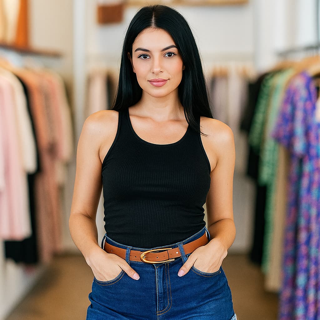 Cinta de Couro Feminina Fina Fivela Dourada - Cinto Elegante para Vestidos e Calças