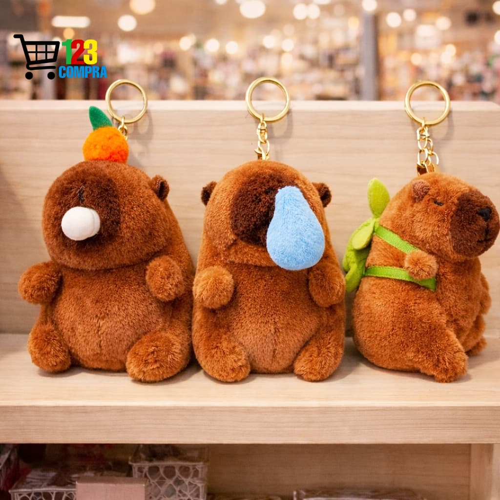 🔥Chaveiro capivara Fofinha 12cm – Chaveiro Kawaii Anti-Stress Super Macio 🧡