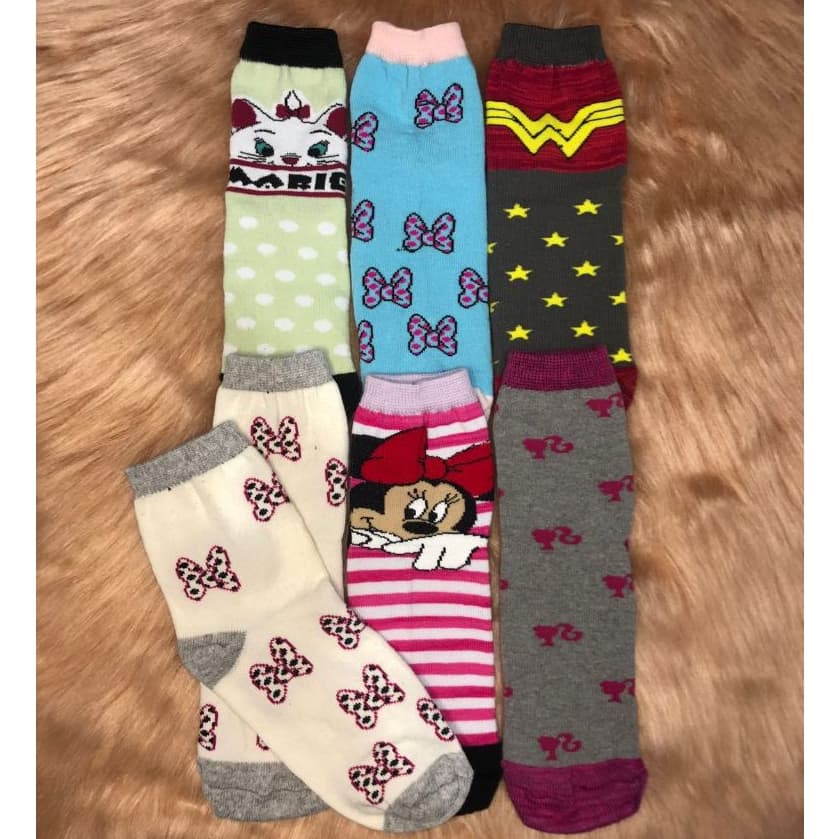 Kit 12 Pares Meia Menina Divertida Estampada