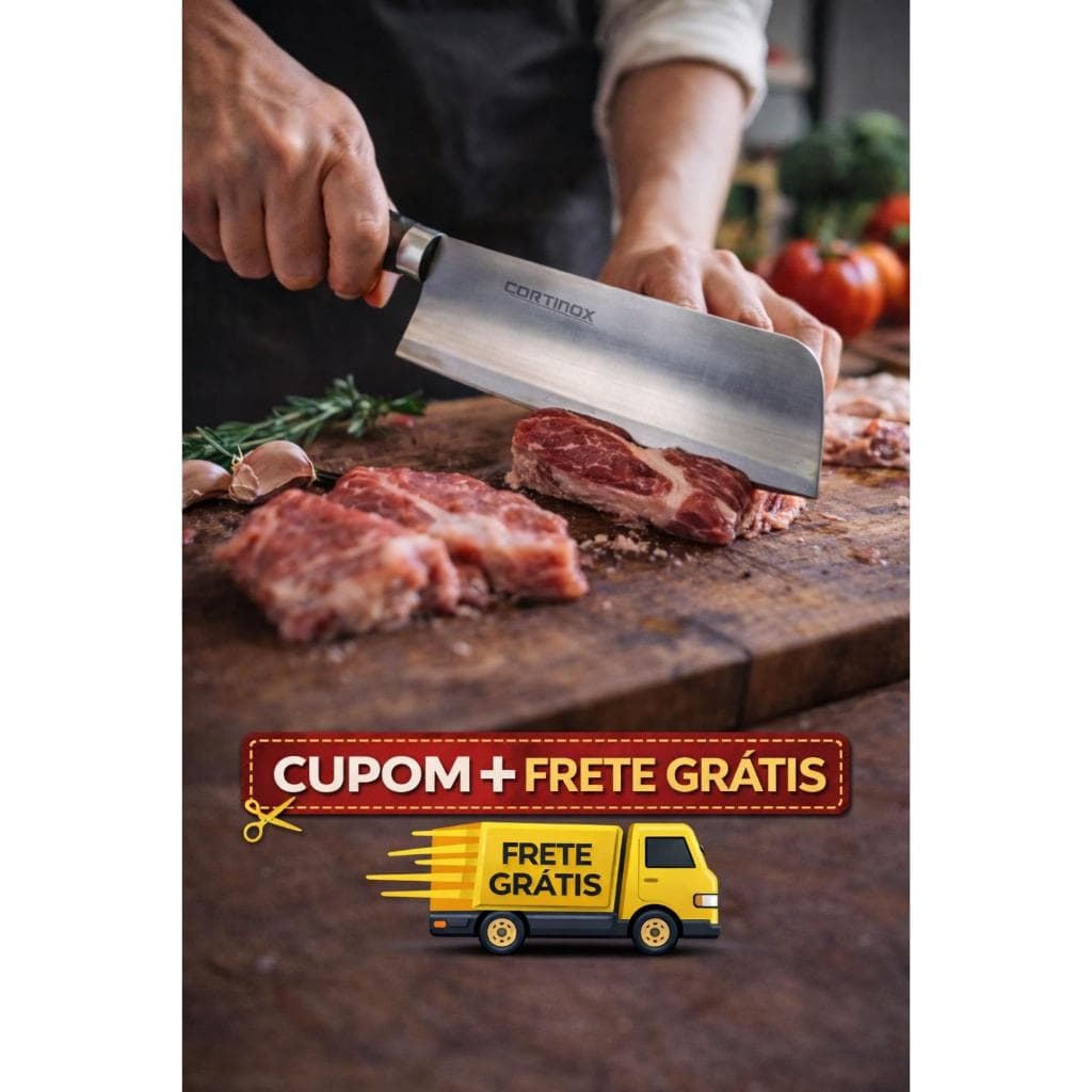 Cutelo Profissional Aço Inox – Faca de Açougue para Carne e Ossos | Cozinha Resistente e Afiada