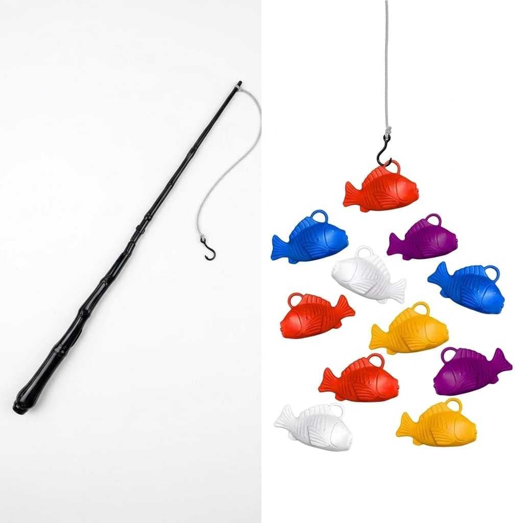 Brinquedo Pega Peixe Infantil Kit Pescaria Completo com 1 Vara e 10 Peixinhos Coloridos Brinde e Lembrancinha Infantil