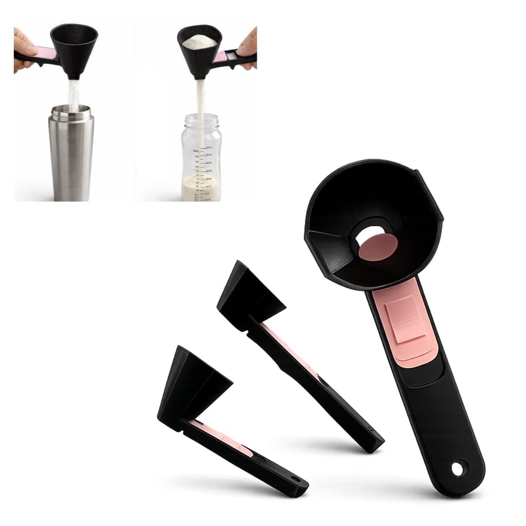 Colher Dosadora Scoop Grande Deslizante com Funil Anti Desperdício para Whey Creatina Leite em Pó Mamadeira