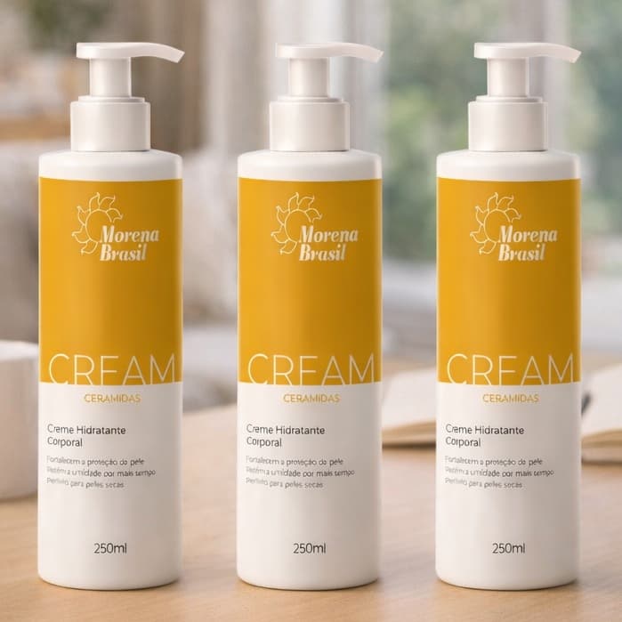 💛 Kit 3x Hidratante Corporal Morena Brasil Cream Ceramidas 250ml – Hidratação Prolongada