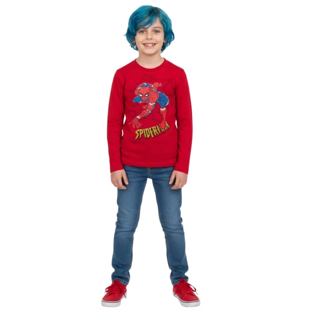 Camiseta Manga Longa Infantil Homem Aranha Algodão Premium 2 ao 8
