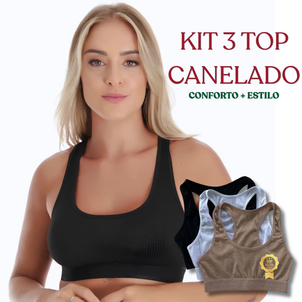 Kit 3 Top Fitness Feminino Nadador Canelado Yoga Academia Cropped Treino Musculação Pilates Colorido
