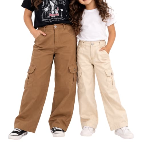 Kit 2 Calças Wide Leg Infantil Juvenil Feminina Premium Calças cargo Para Meninas 2 Calças Pantalona