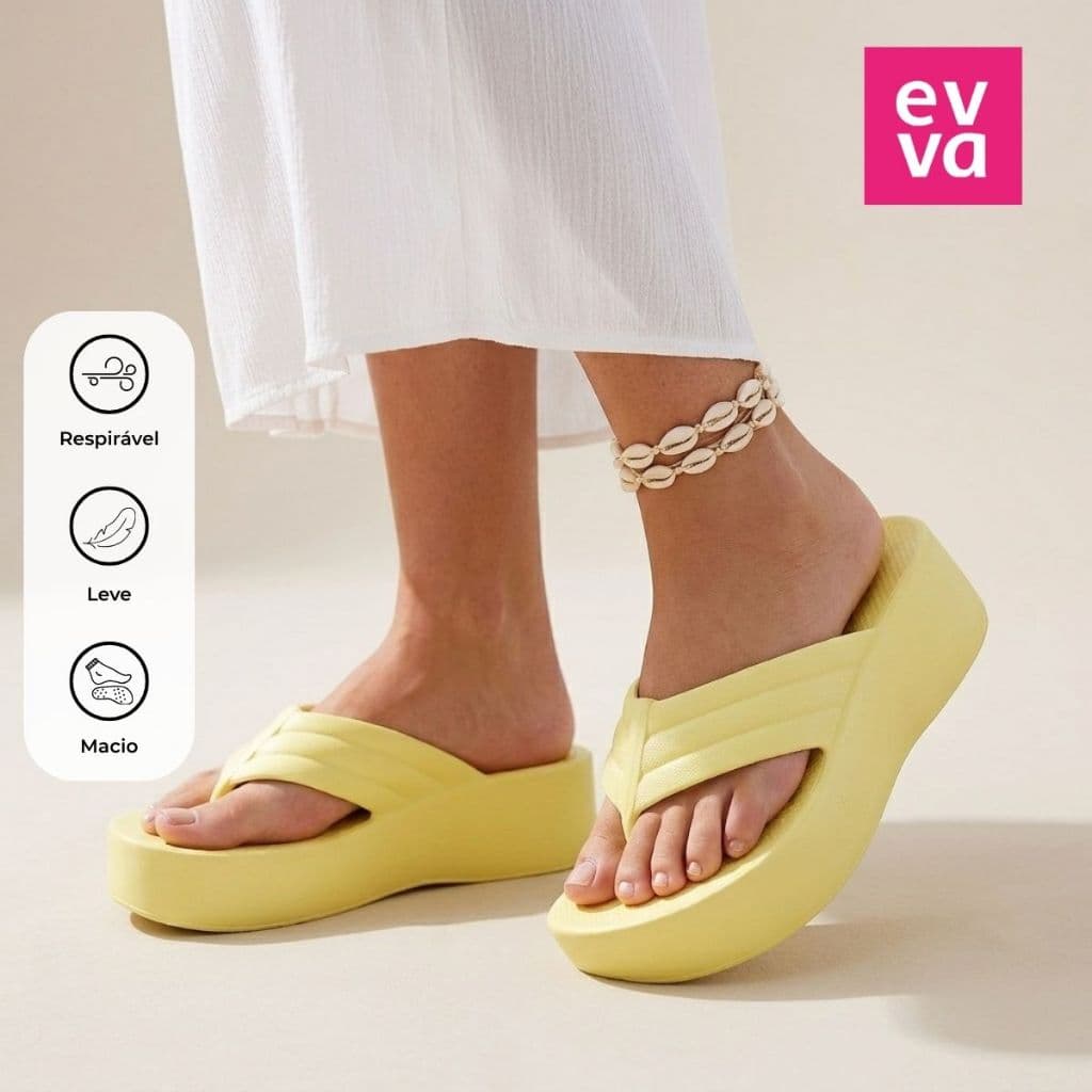 Chinelo Feminino Plataforma Salto Super Leve e Macio em EVA