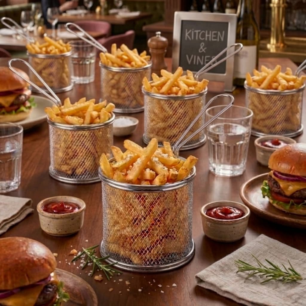 Cestinhas Gourmet Para Servir Porções Restaurante Batatas Fritas Onion Ring Frango Calabresa