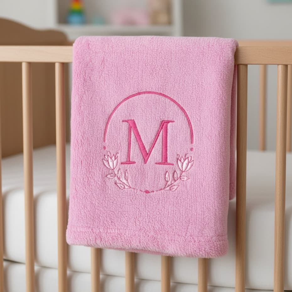 Manta Cobertor Bebê RN Microfibra Macia Personalizada Com Letra Bordado Menino Menina