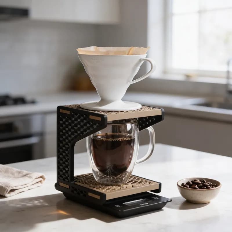 Suporte para Café V60 com Base Elevada – Estação de Preparo Moderna e Elegante