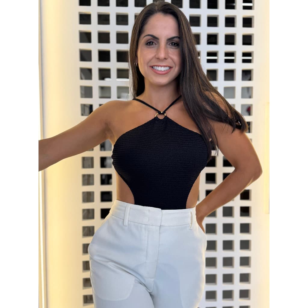 Body Lua Santorini Hortelã - Frente Única com Recortes Laterais Feminino Adulto