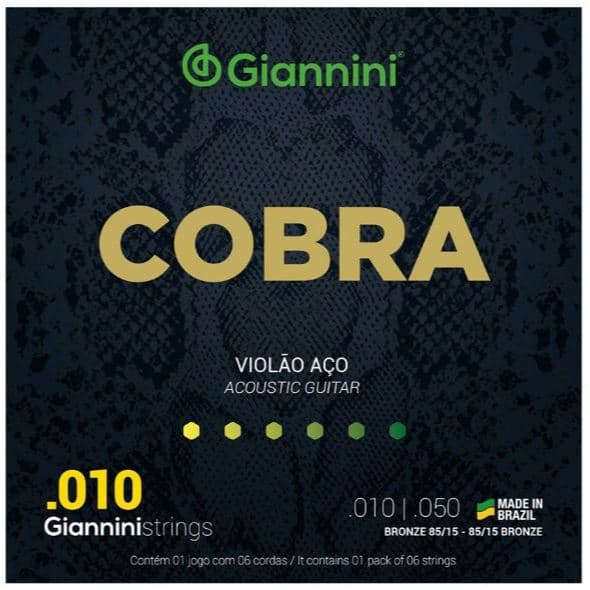 Encordoamento Violão Aço Giannini Cobra 010 Bronze 85/15