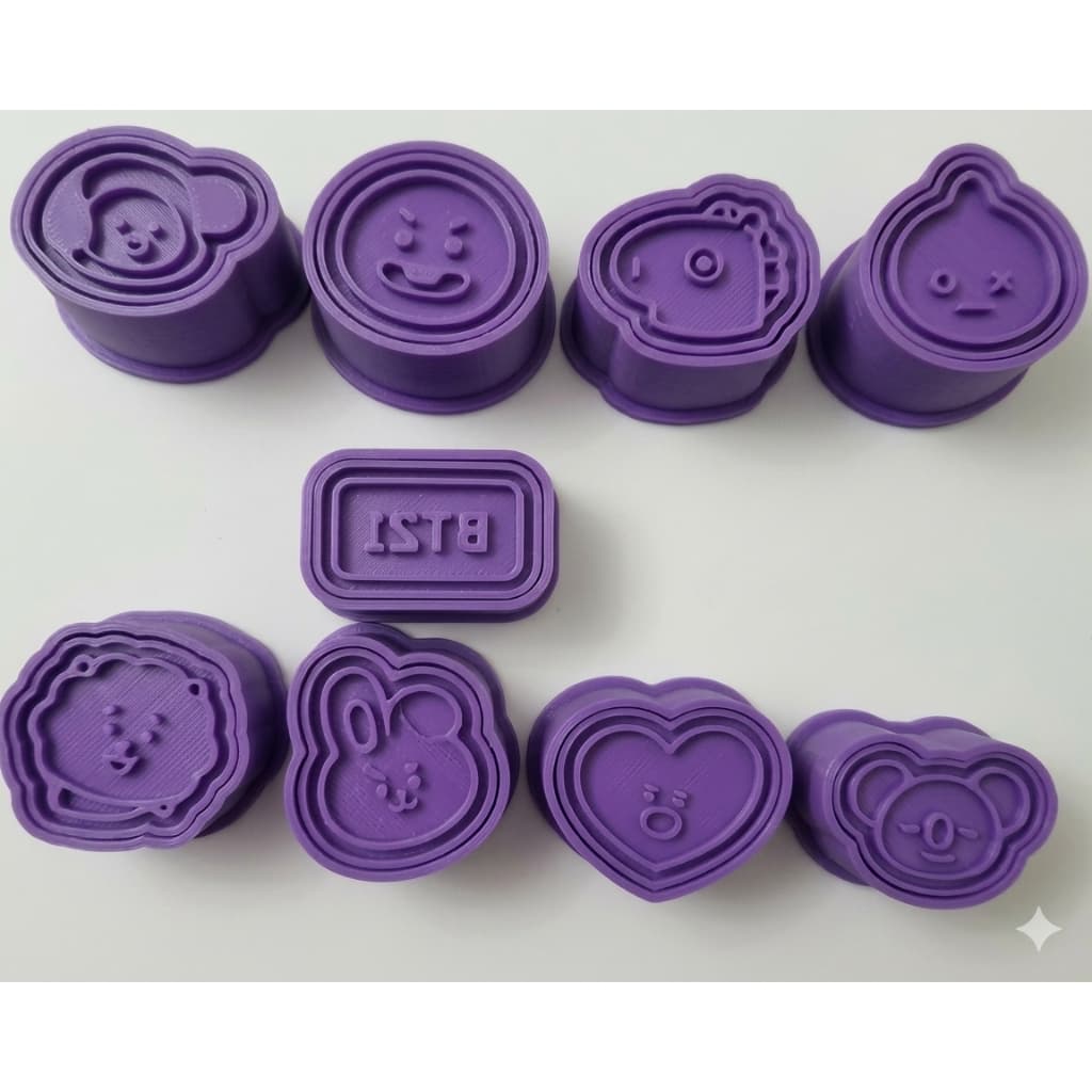 Ejetor  Modelador para Doces, Brigadeiros -Tema K-POP BT21 - 1 a 9 Peças