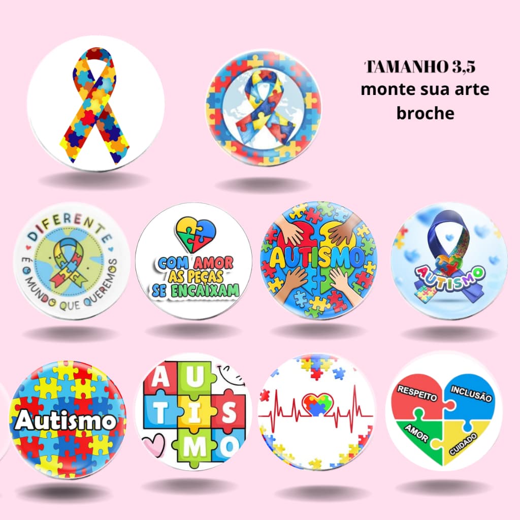Kit de 10 botons autismo abril Azul conscientização autista coloridos broches autismo, buttons, pins
