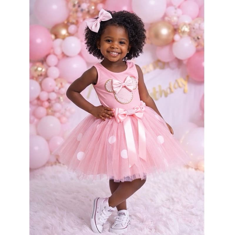 Fantasia Minnie disney rosa de luxo tutu menina aniversário