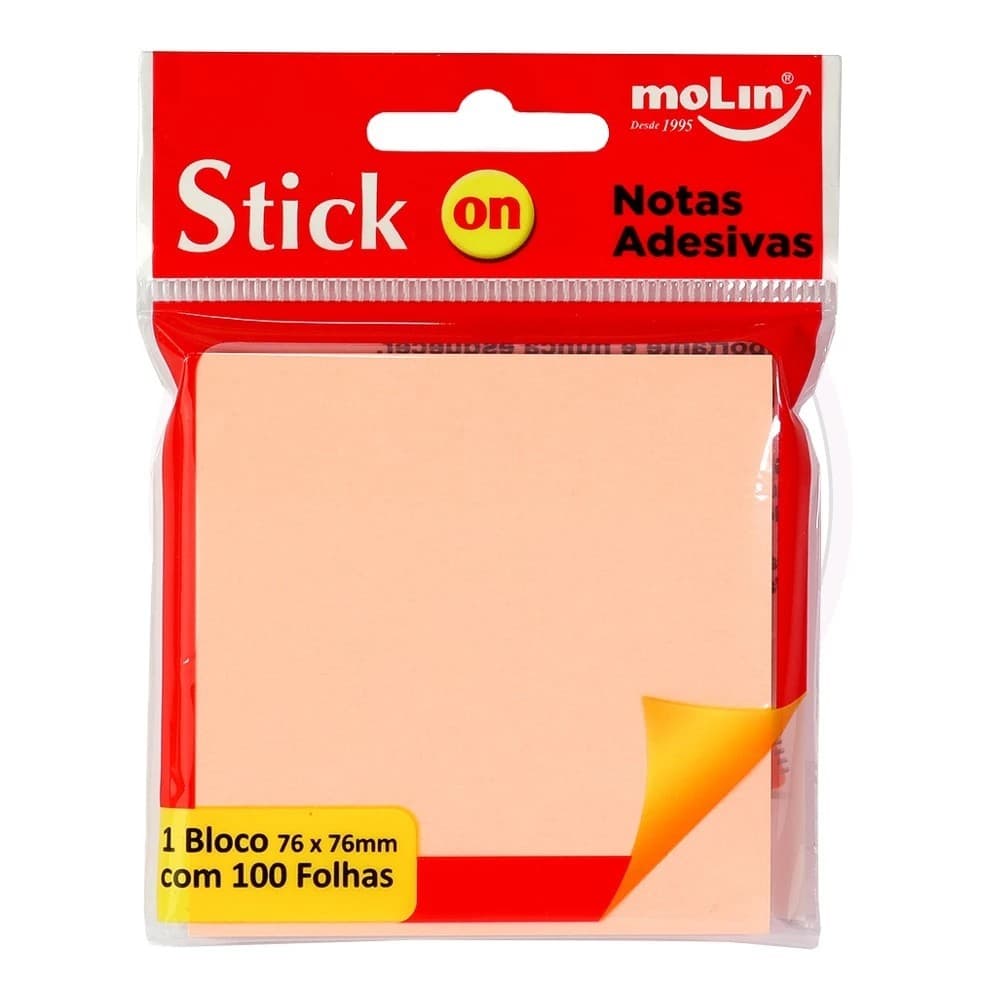 Bloco de Notas Adesivas Rosa 76mmx76mm MoLin - 1 UN