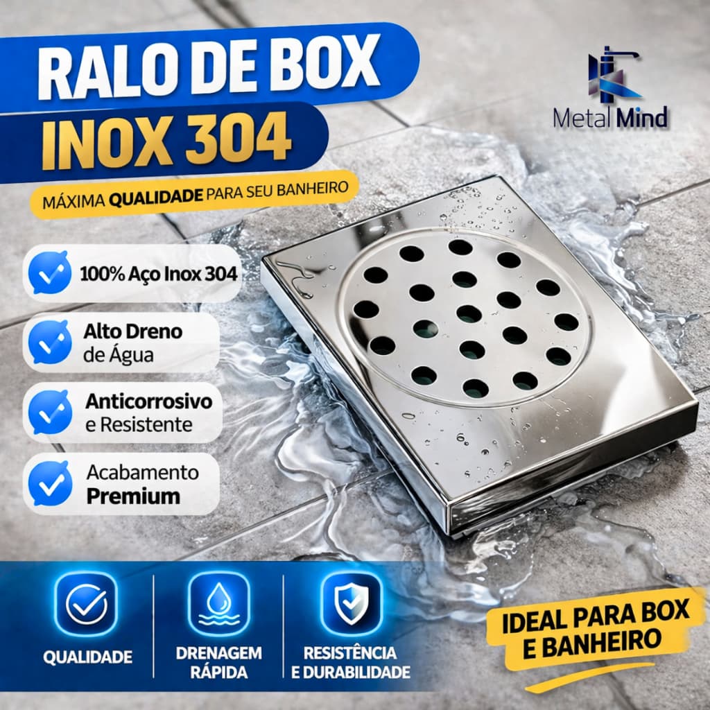 Ralo Pratic Inteligente Anti Odor Inox Para Box Banheiro Abre Fecha Automático Anti Inseto Premium