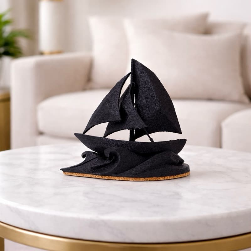 Escultura Veleiro Decorativo Minimalista – Estátua Náutica Moderna para Sala, Decoração Estilo Praia