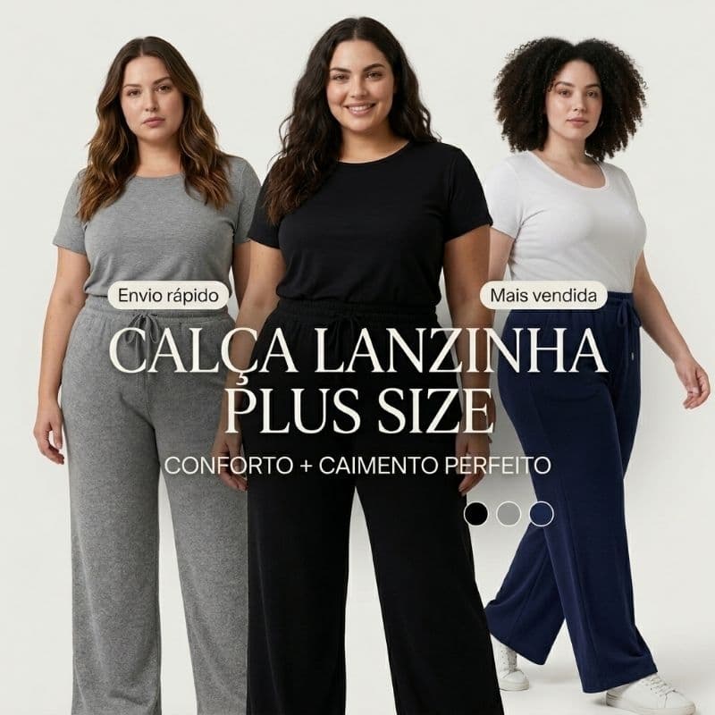 Calça Feminina pantalona de frio Plus size do M ao G3 Lãnzinha Lanzinha Inverno Elástico na cintura