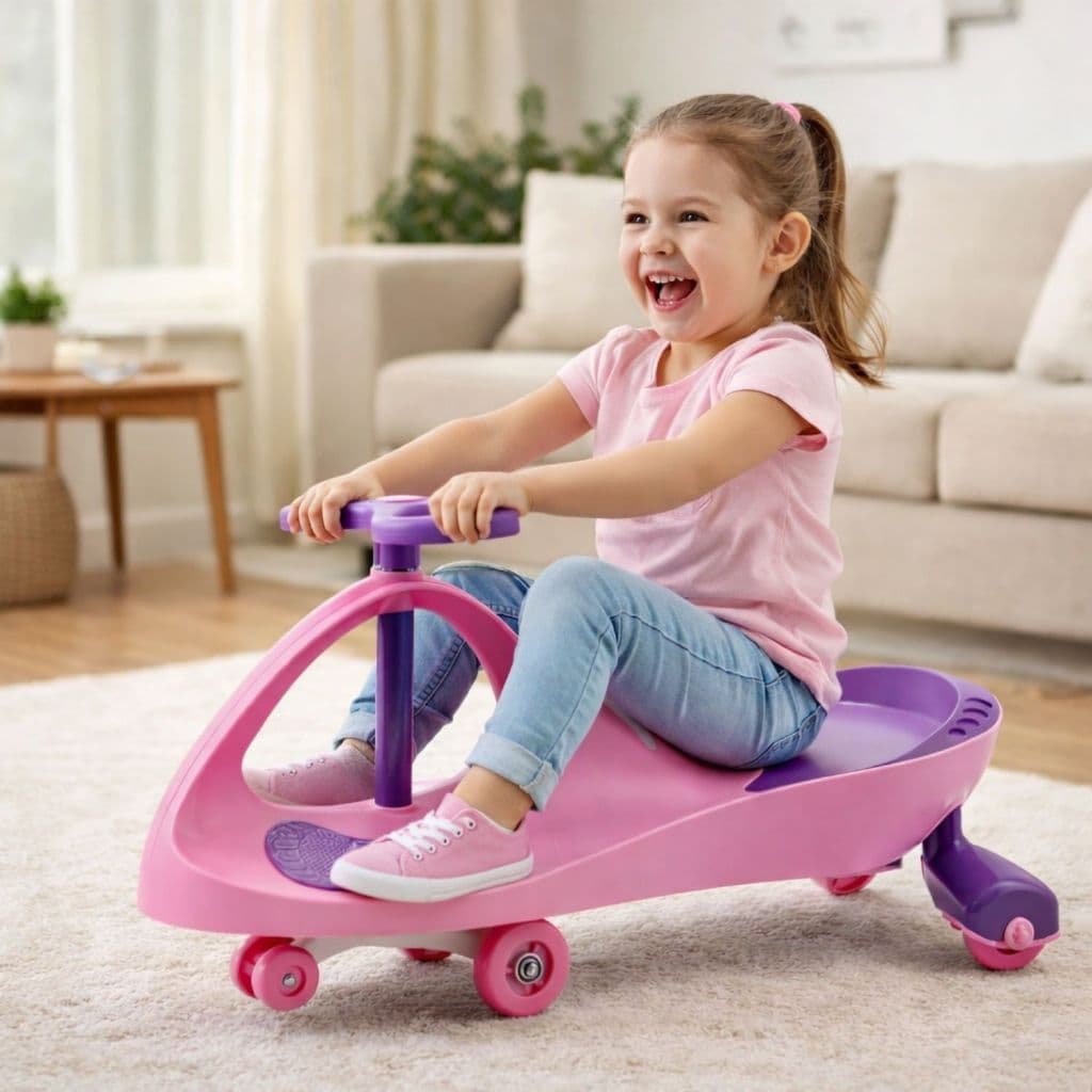Carrinho De Rolimã Infantil Super Car Rosa Menina Com Led Volante 360°