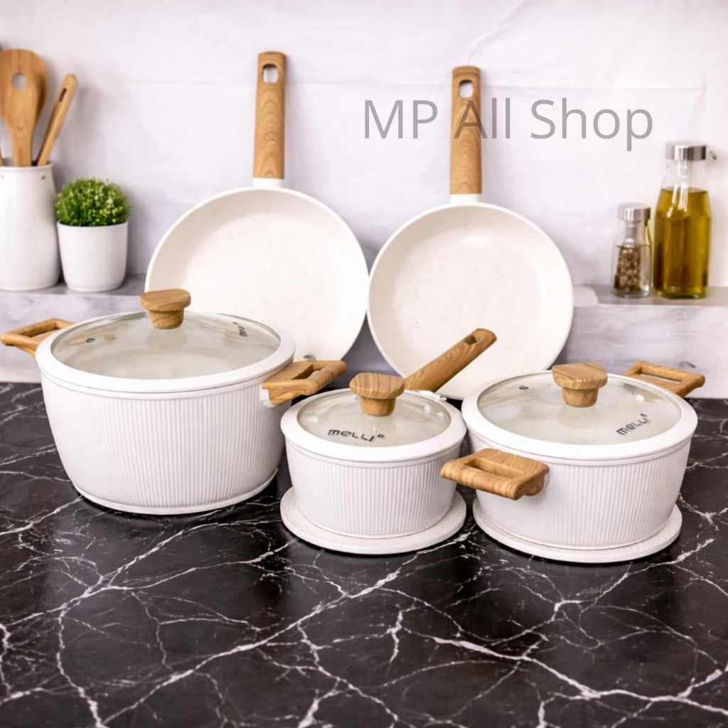 Kit Jogo Panelas Completo 13 Peças Utensílios Silicone Antiaderente Cerâmica Indução e Gás Cozinha