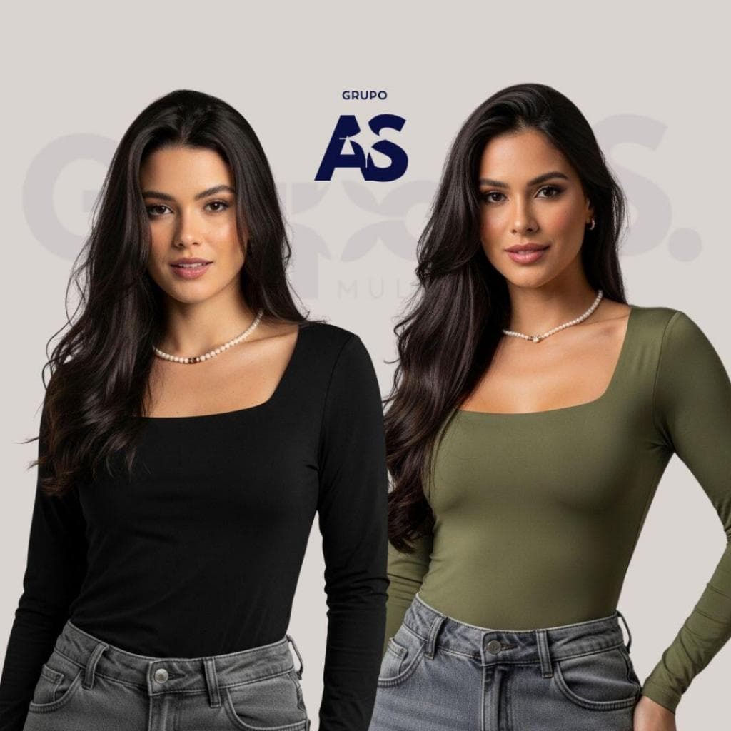 Kit 2 Blusinha Manga Longa - Feminina Básica Confortável Para o Dia a Dia