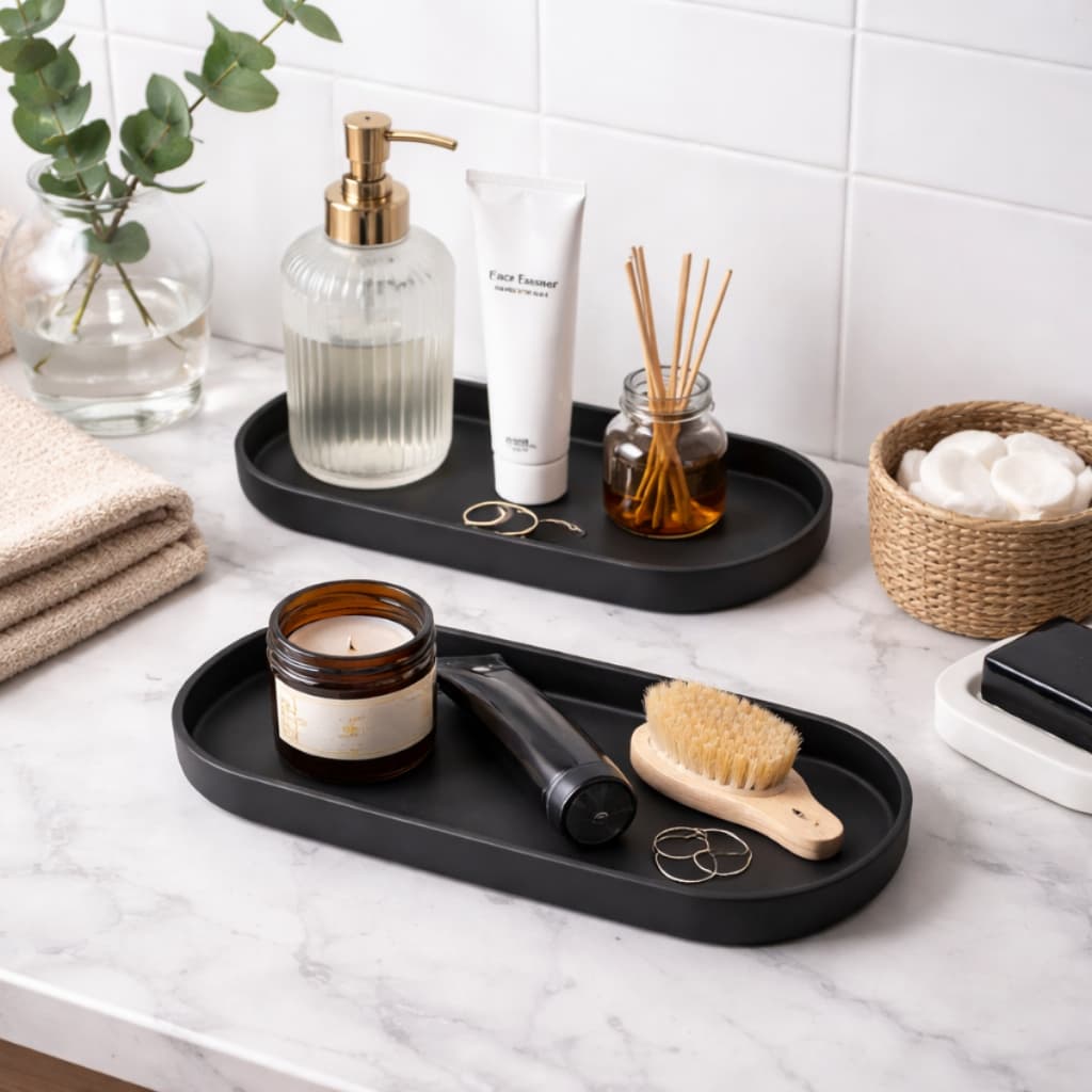 Kit 2 Bandejas Decorativa Organizadora Banheiro Dual Decoração Elegante Casa Nova