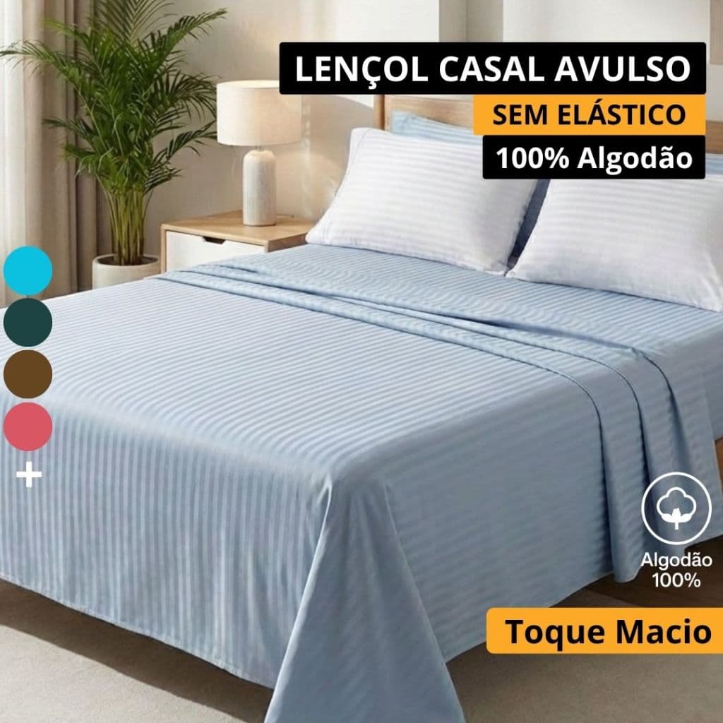 Lençol Casal Avulso Toque Macio 2,00m x 2,10m Sem Elástico